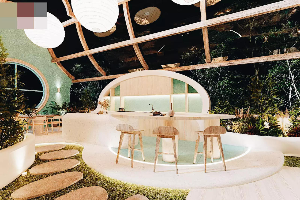 Biệt thự mang sắc xanh biển cả, sân thượng gây mê với mái trong suốt