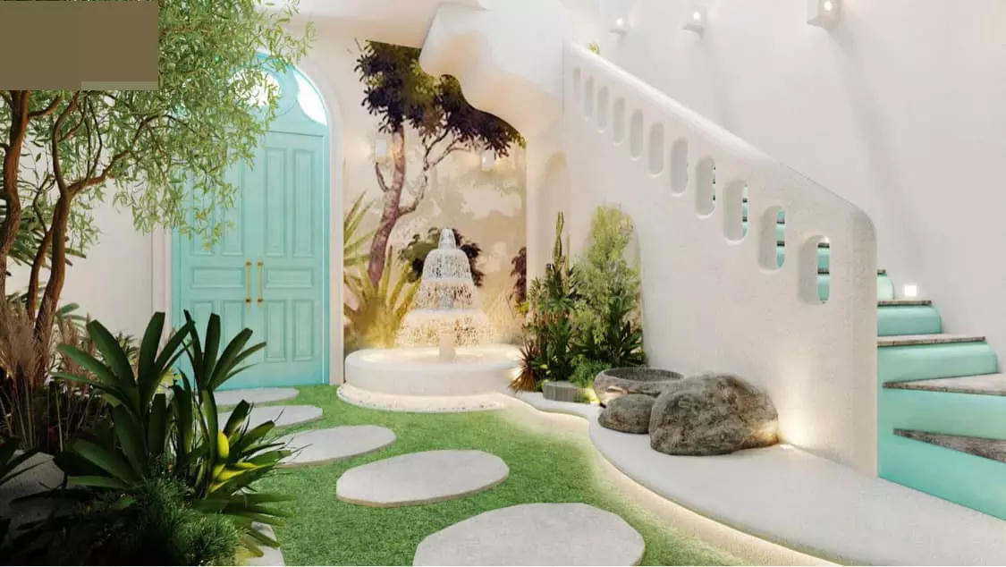 Biệt thự mang sắc xanh biển cả, sân thượng gây mê với mái trong suốt