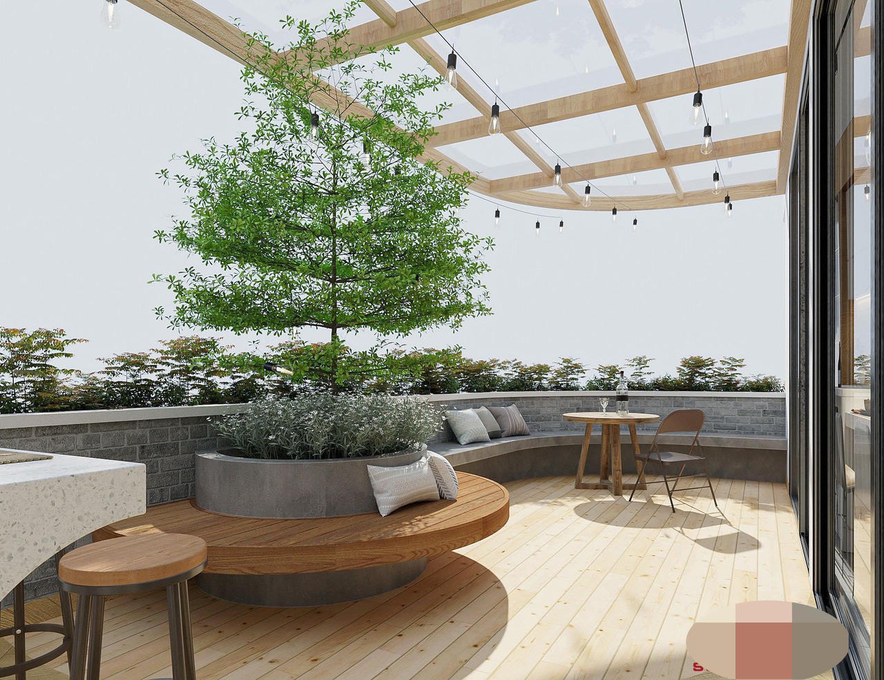 Rừng cây tươi tốt trong ngôi nhà giữa phố