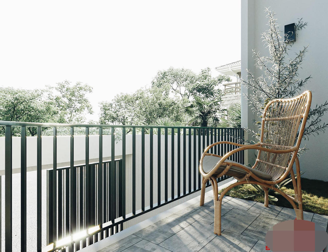 Rừng cây tươi tốt trong ngôi nhà giữa phố