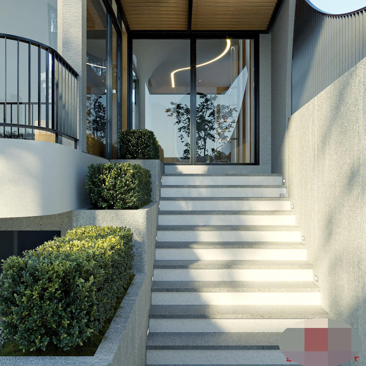 Rừng cây tươi tốt trong ngôi nhà giữa phố