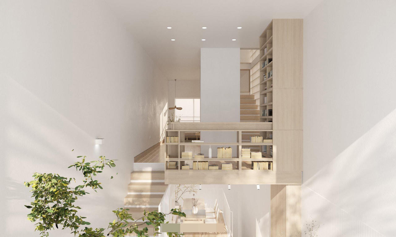 Ngôi nhà ẩn mình dưới tán cây xanh, mang âm hưởng mùa hè sôi động