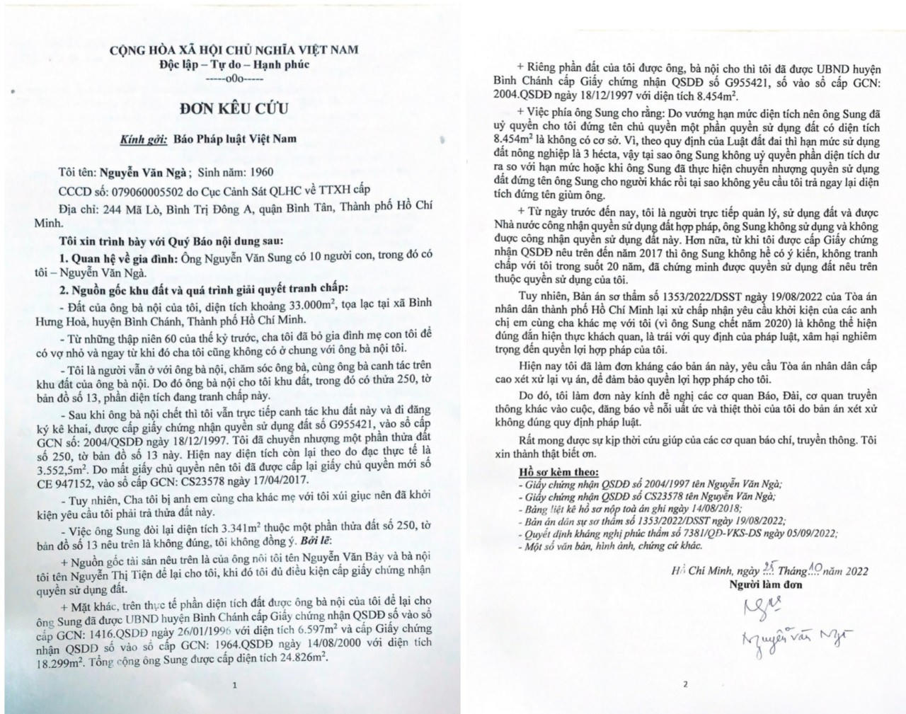 Vụ tranh chấp 3.341m2 đất tại TP Hồ Chí Minh: Kháng nghị sửa bản án sơ thẩm 