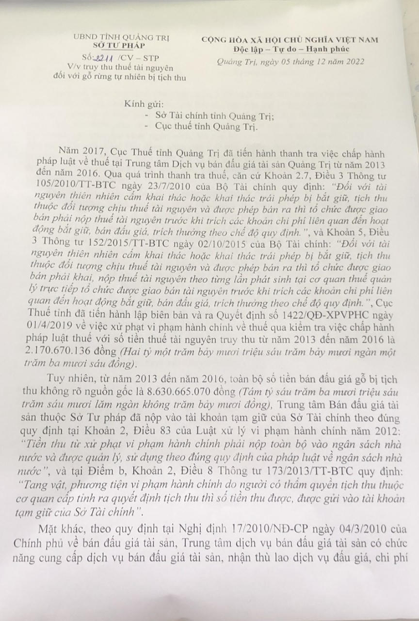Tranh luận việc truy thu thuế tài nguyên với tài sản tịch thu đấu giá