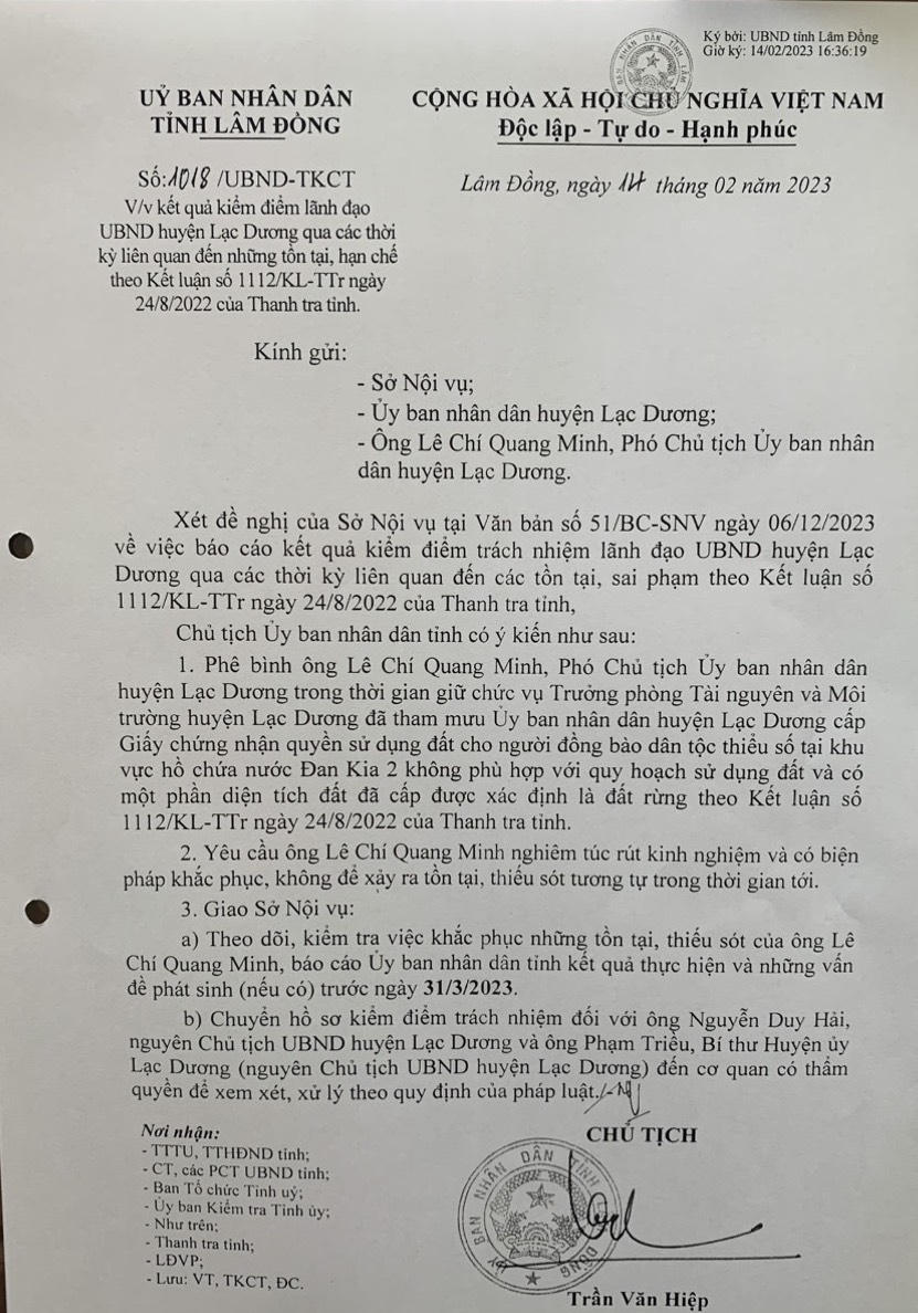 Sai phạm trong cấp “sổ đỏ” ở Lạc Dương (Lâm Đồng): Phê bình, làm rõ trách nhiệm lãnh đạo huyện
