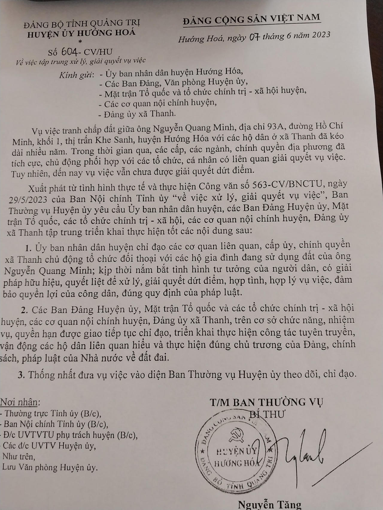 Vụ chặt phá rừng trồng 12 năm chưa xử lý dứt điểm tại Quảng Trị: Huyện ủy Hướng Hóa đề nghị tập trung giải quyết