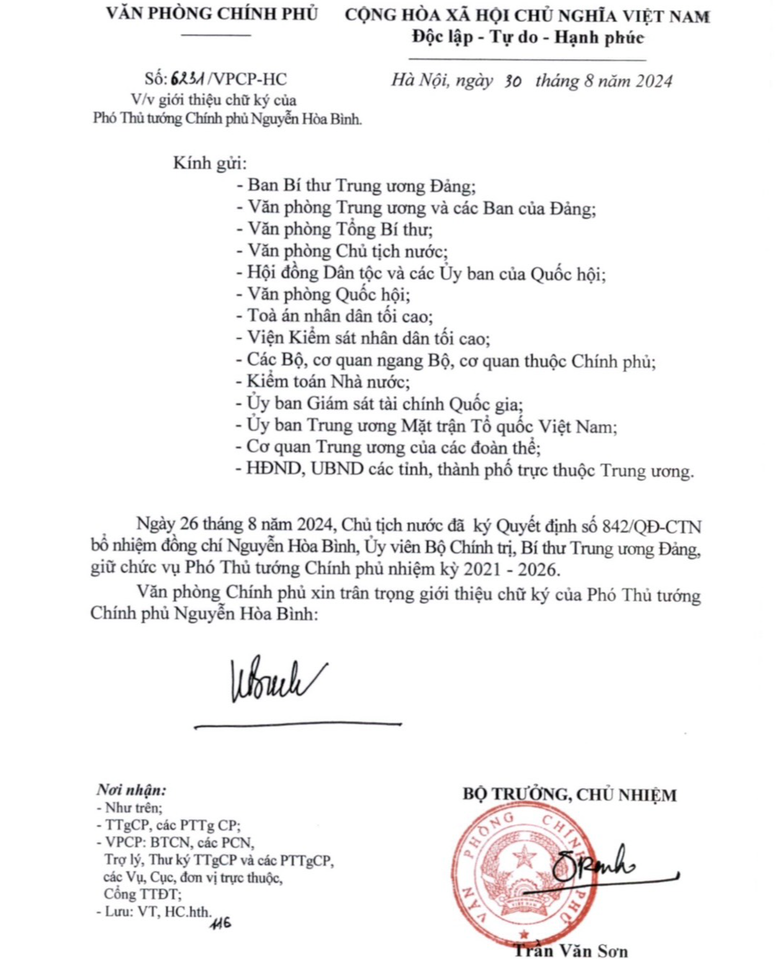 Giới thiệu chữ ký của 3 tân Phó Thủ tướng Chính phủ