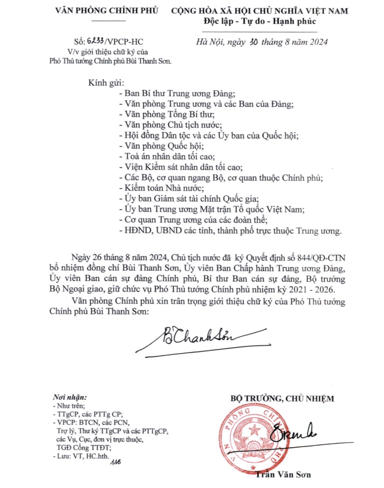 Giới thiệu chữ ký của 3 tân Phó Thủ tướng Chính phủ