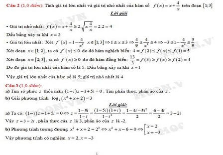 Đã có gợi ý đáp án môn Toán kỳ thi THPT Quốc gia 2015