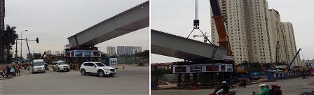 Cận cảnh vụ rơi dầm thép khổng lồ trên đường Trần Duy Hưng