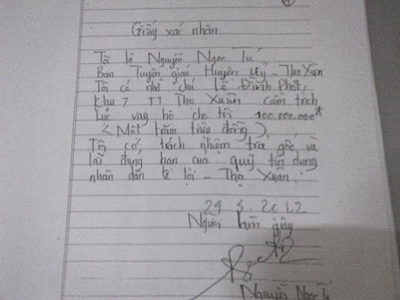 Nguyên cán bộ Huyện ủy Thọ Xuân vay nợ hàng trăm triệu rồi bỏ trốn