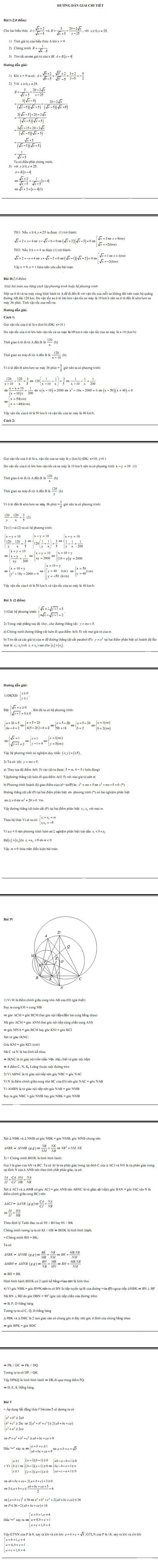 Tham khảo đề thi và đáp án môn Toán lớp 10 công lập