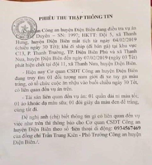 Tích cực làm rõ vụ nữ sinh bị sát hại khi đi giao gà chiều 30 Tết