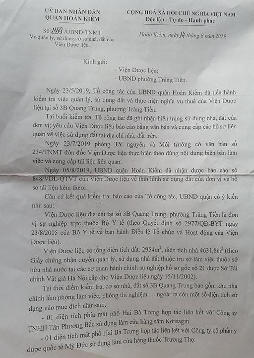 Hà Nội: Phó Viện trưởng Viện Dược liệu thừa nhận sử dụng đất công không đúng mục đích