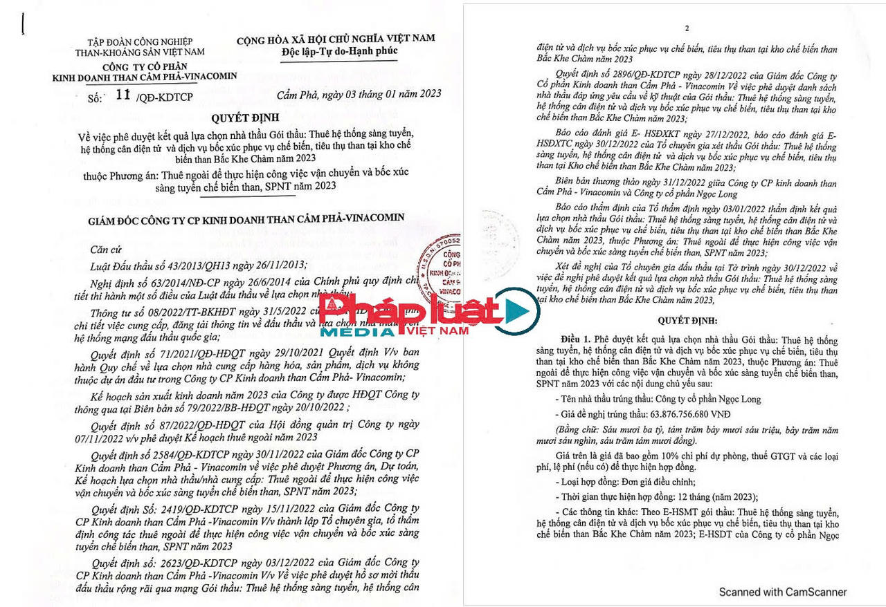Điểm tên loạt gói thầu Công ty Ngọc Long trúng tại TKV