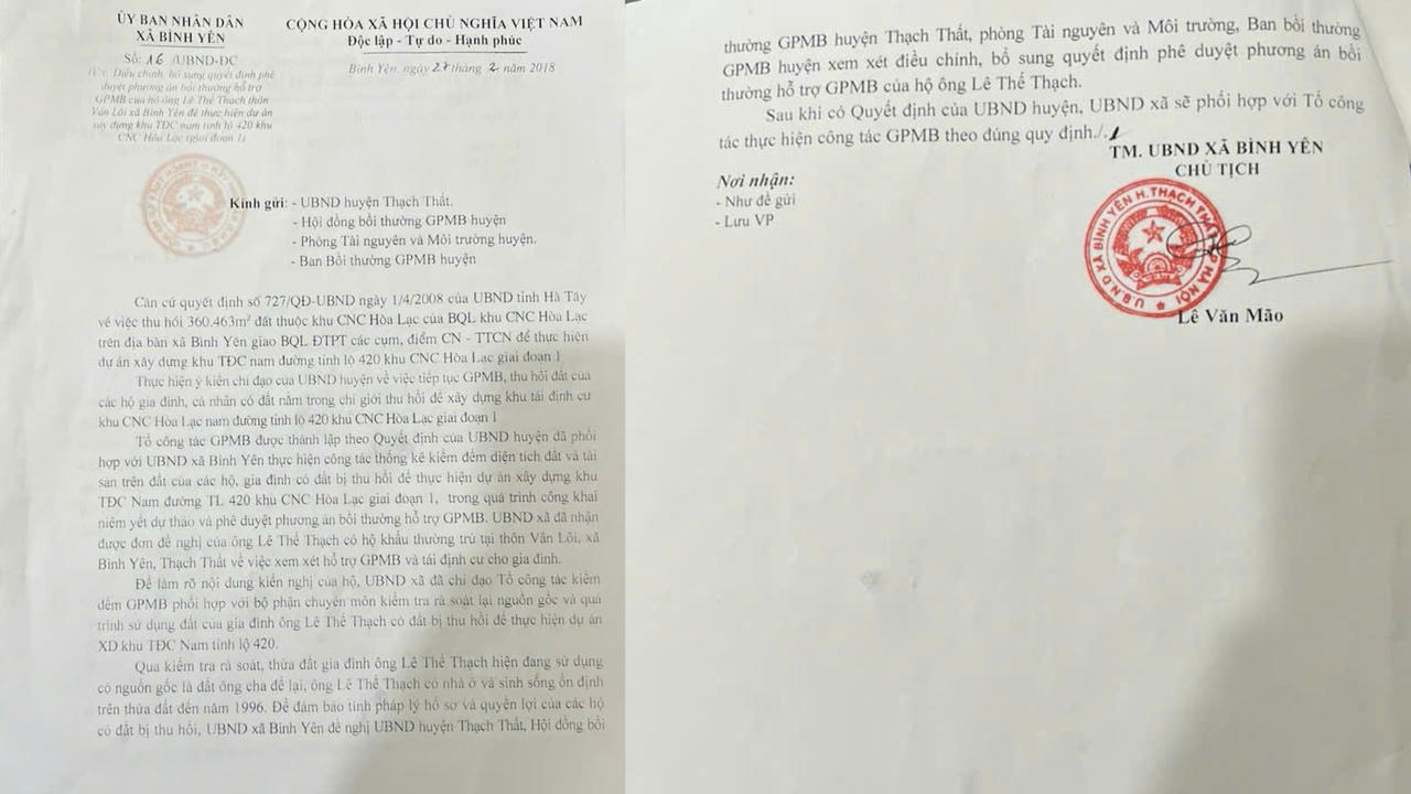 Thạch Thất – Hà Nội: Cần đảm bảo quyền lợi người dân bị thu hồi đất