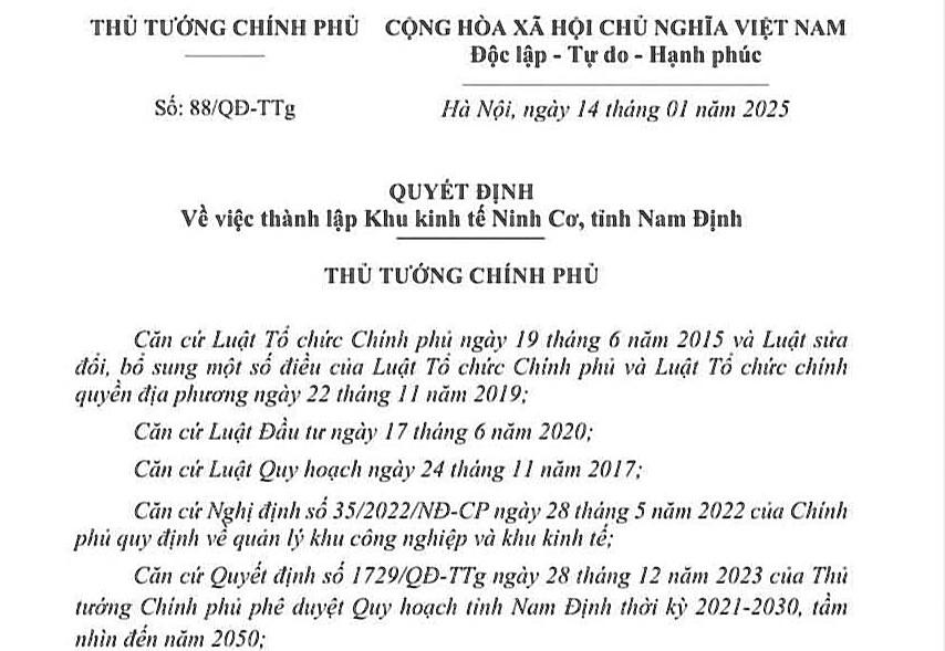 Khu kinh tế Ninh Cơ (Nam Định) tạo sự liên kết mạnh vùng đồng bằng Sông Hồng