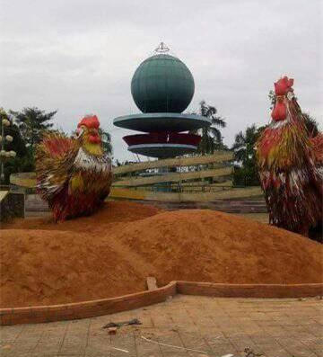 Quảng Ngãi: Đón Tết Đinh Dậu với cặp gà khủng bằng lá dừa nước.