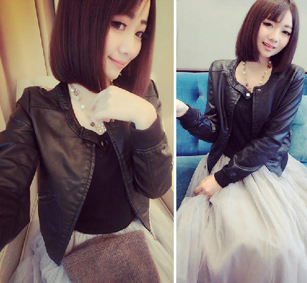 Kết quả hình ảnh cho áo khoác da váy nữ tính