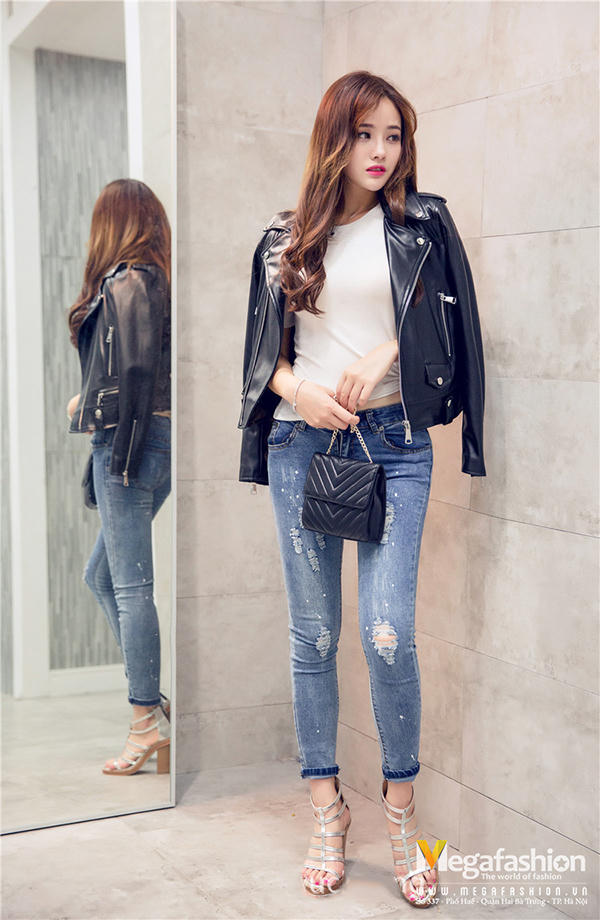 Kết quả hình ảnh cho áo khoác da,quần jean