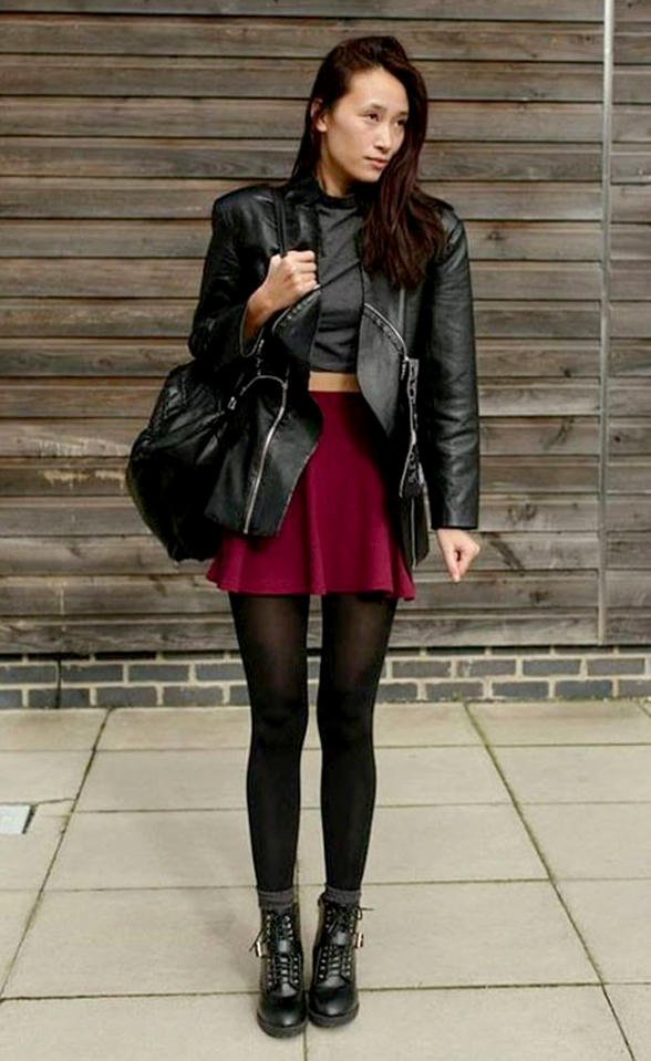 Kết quả hình ảnh cho áo khoác da váy nữ tính