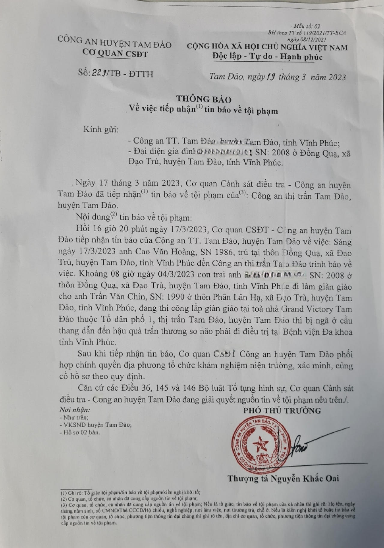 Vĩnh Phúc: Tai nạn lao động nghiêm trọng tại công trường xây dựng khách sạn 5 sao Grand Victory Tam Đảo