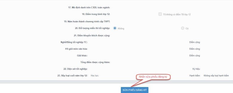 Hướng dẫn nhập Phiếu đăng ký dự thi tốt nghiệp THPT trực tuyến