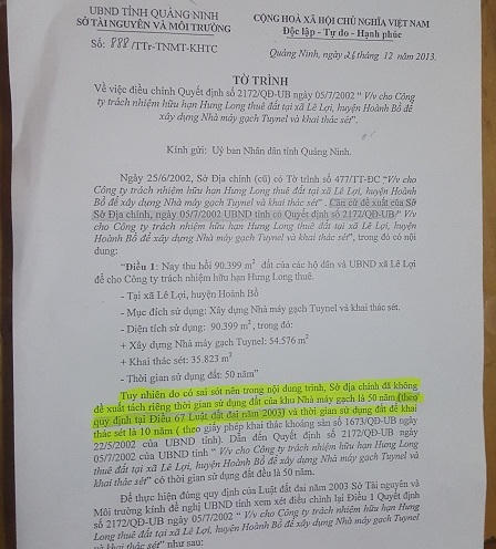 Doanh nghiệp “lao đao” vì quyết định sai luật của tỉnh Quảng Ninh