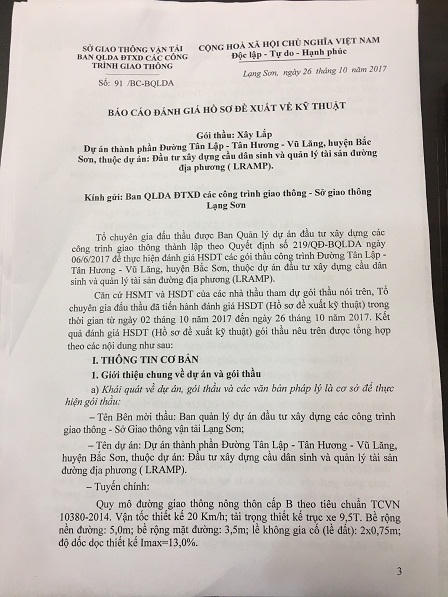 Lạng Sơn: Nghi vấn đấu thầu bất minh, khai khống số liệu để trúng thầu dự án có vốn của ngân hàng thế giới (WB)?