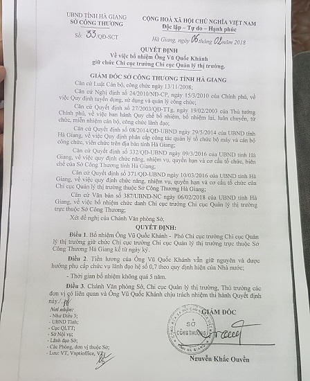 Hà Giang: Nghi vấn Giám đốc Sở Công thương bổ nhiệm thuộc cấp trái luật