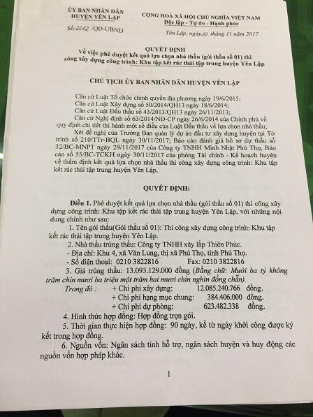 Yên Lập (Phú Thọ): Nghi vấn ngân sách bị “xẻ thịt” tại dự án khu tập kết rác thải?