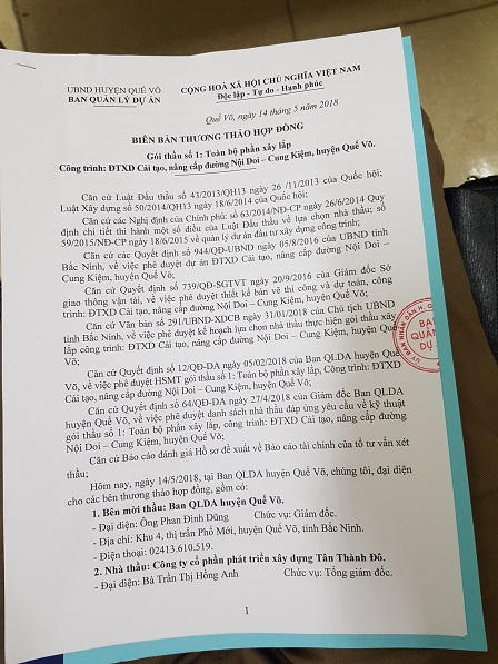 Quế Võ (Bắc Ninh): Nghi vấn đấu thầu bất minh, chấm thầu “vượt” thời gian quy định?