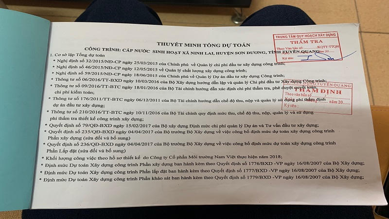 Tuyên Quang: Nghi vấn thẩm tra, thẩm định “khống” hồ sơ dự toán của dự án cấp nước sử dụng vốn vay của ngân hàng thế giới (WB)?