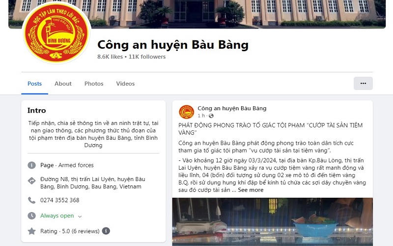 Công an Bàu Bàng phát thông báo nhờ người dân hỗ trợ truy tìm nhóm cướp tiệm vàng