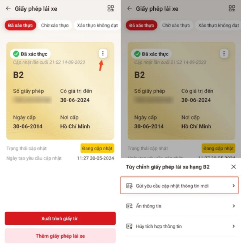 Hướng dẫn cập nhật thông tin giấy phép lái xe mới trên VNeID