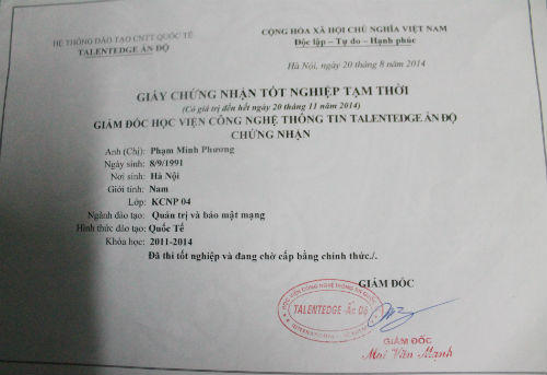 “Giám đốc” Học viện Talentedge : “Con dấu tôi vứt đi rồi“