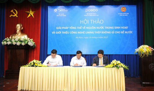 Tỉnh Hà Nam sẽ phối hợp với Tân Á Đại Thành và Posco triển khai xây dựng mô hình bể nước Lining STS