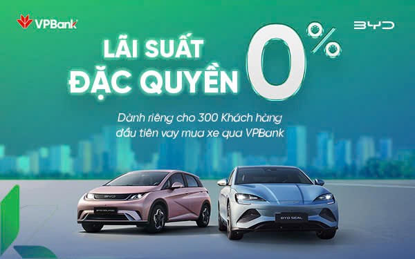 Sở hữu ngay xe điện BYD với lãi suất 0%