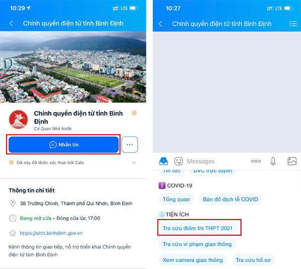 Học sinh Bình Định có thể tra cứu kết quả thi tốt nghiệp THPT qua trang “Chính quyền điện tử tỉnh Bình Định” trên Zalo