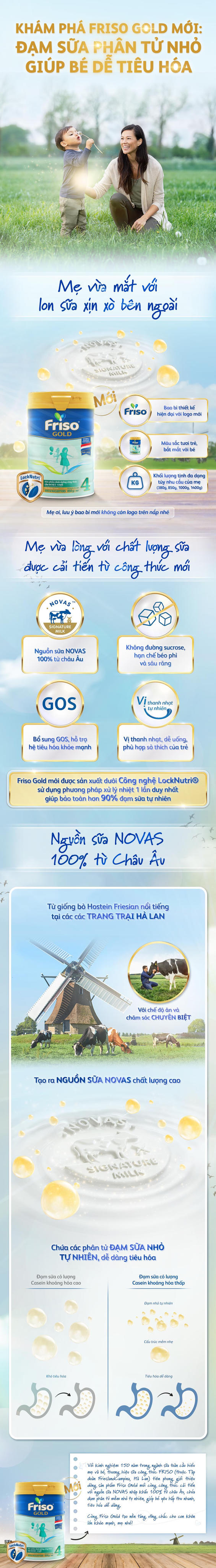 Khám phá Friso Gold mới: Đạm sữa phân tử nhỏ giúp bé dễ tiêu hóa