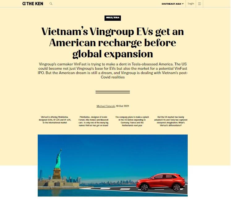 Truyền thông quốc tế: VinFast vươn ra thế giới với những mẫu xe điện của tương lai