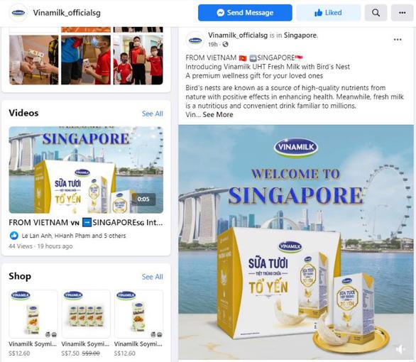 Sữa tươi chứa tổ yến của Vinamilk xuất ngoại sang đảo quốc sư tử