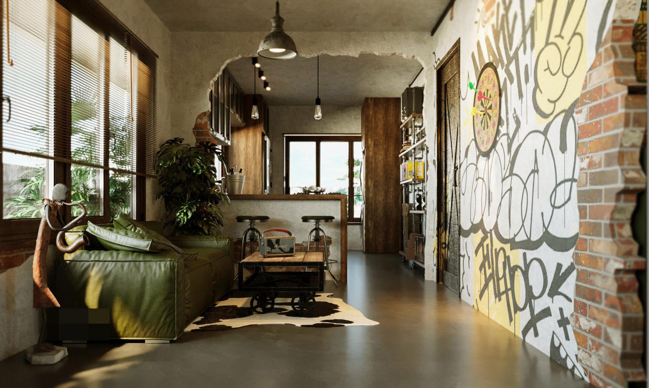 Chi 600 triệu cải tạo căn hộ chung cư cũ bị bỏ quên theo phong cách ‘loang lổ’