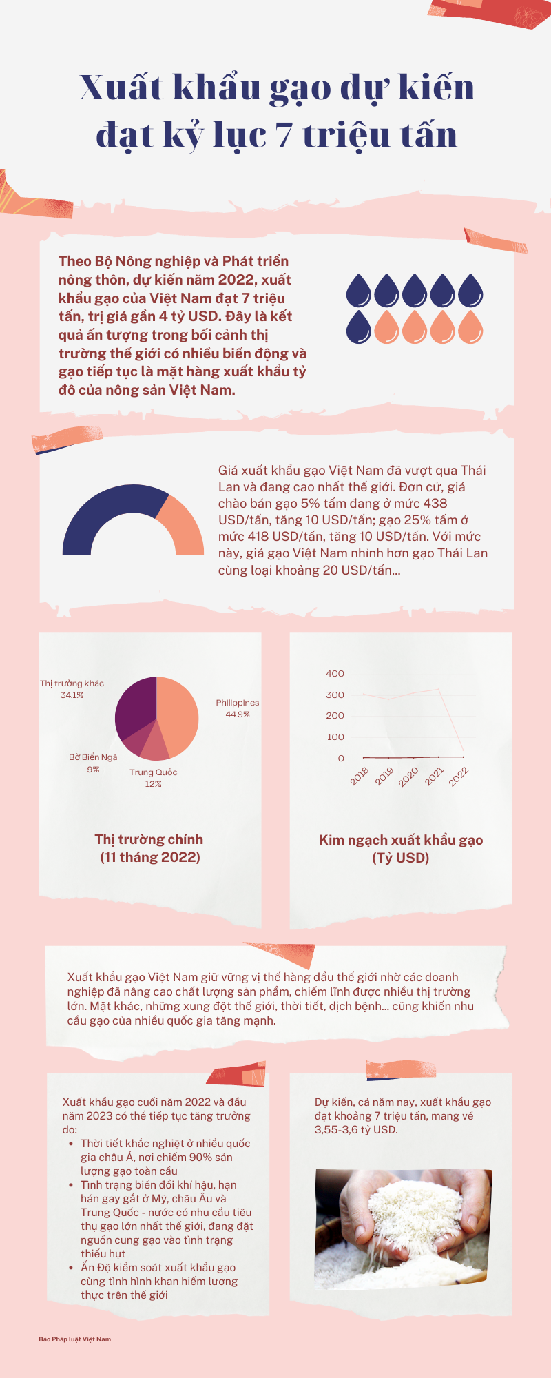 Xuất khẩu gạo dự kiến đạt kỷ lục 7 triệu tấn