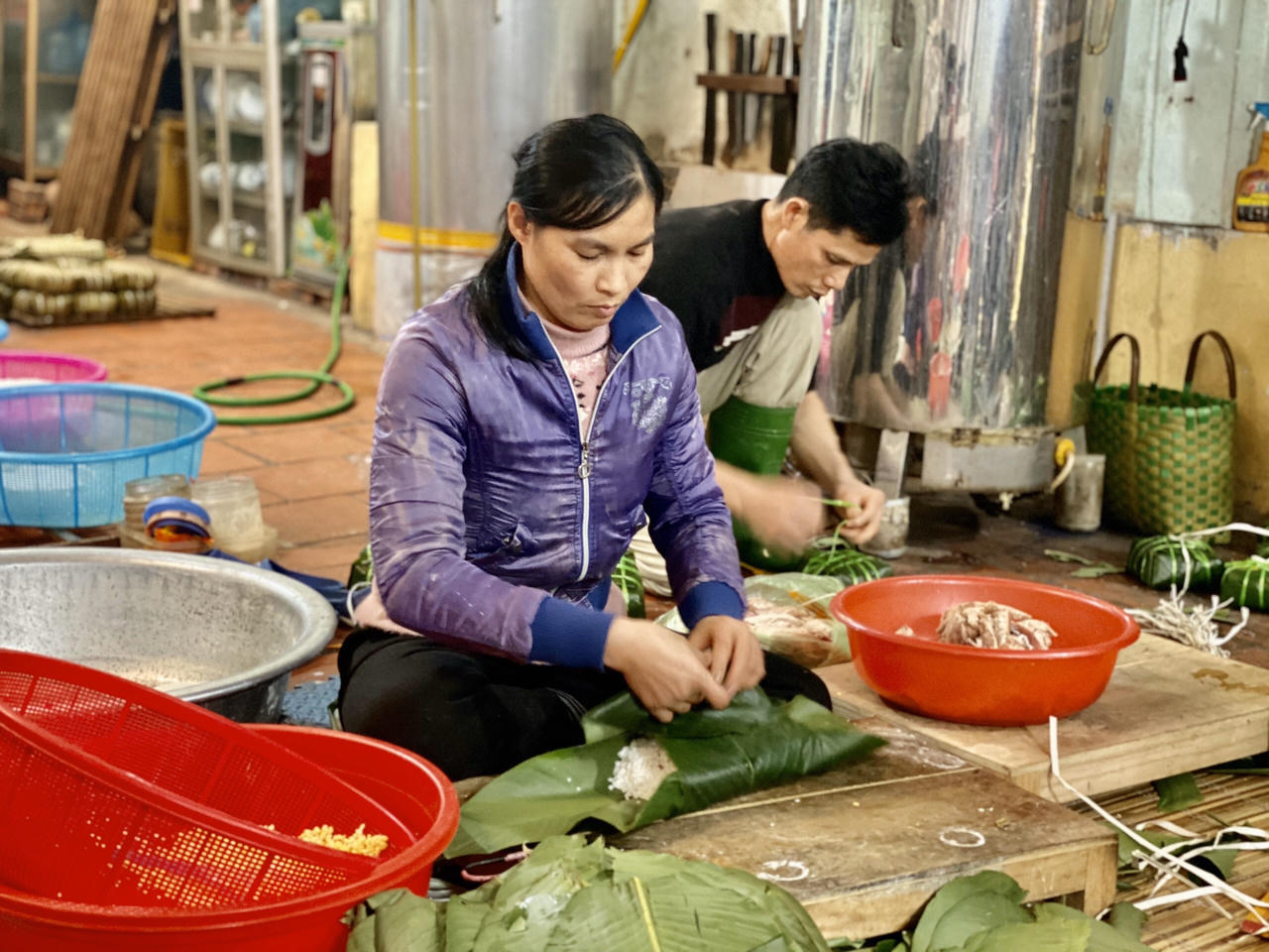 Làng bánh chưng Diệm Xuân “đỏ lửa” ngày cận Tết