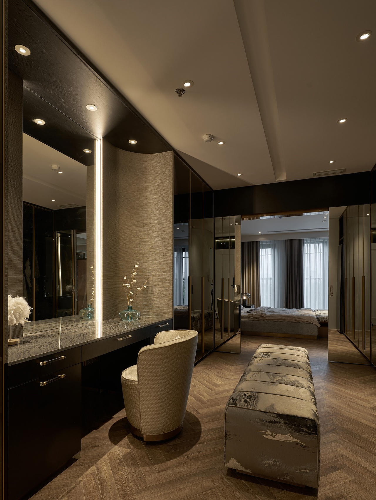 Căn hộ bao trọn view công viên Thống Nhất, thiết kế hiện đại tone chủ đạo ghi xám pha xanh Olive cực huyền bí