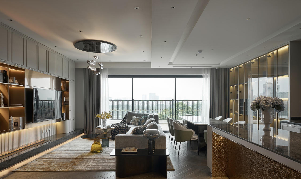 Căn hộ bao trọn view công viên Thống Nhất, thiết kế hiện đại tone chủ đạo ghi xám pha xanh Olive cực huyền bí