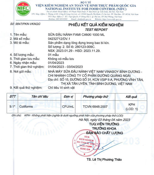 'Lô sữa Fami phát hiện vi khuẩn Coliform tại Nhật Bản do nhiễm khi vận chuyển và lưu thông'