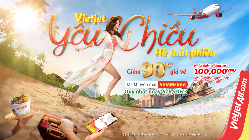 Vietjet giảm tới 90% giá vé trong ngày 6/6