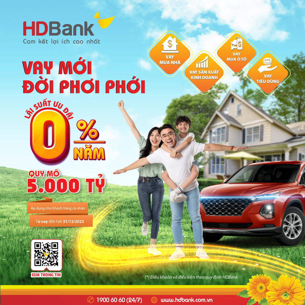 HDBank mở chương trình cho vay 10.000 tỷ đồng lãi suất ưu đãi 0%